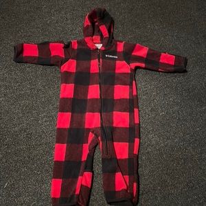 Columbia 12-18m fleece-buffalo check-unisex-feet and hands can be tucked in